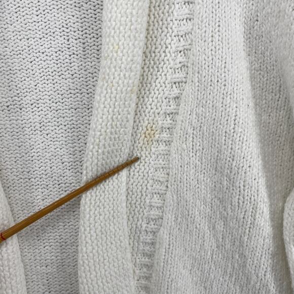 EILEEN FISHER Cardigan L Chunky Organic Cotton Shawl Open Front Off White - Picture 10 of 11